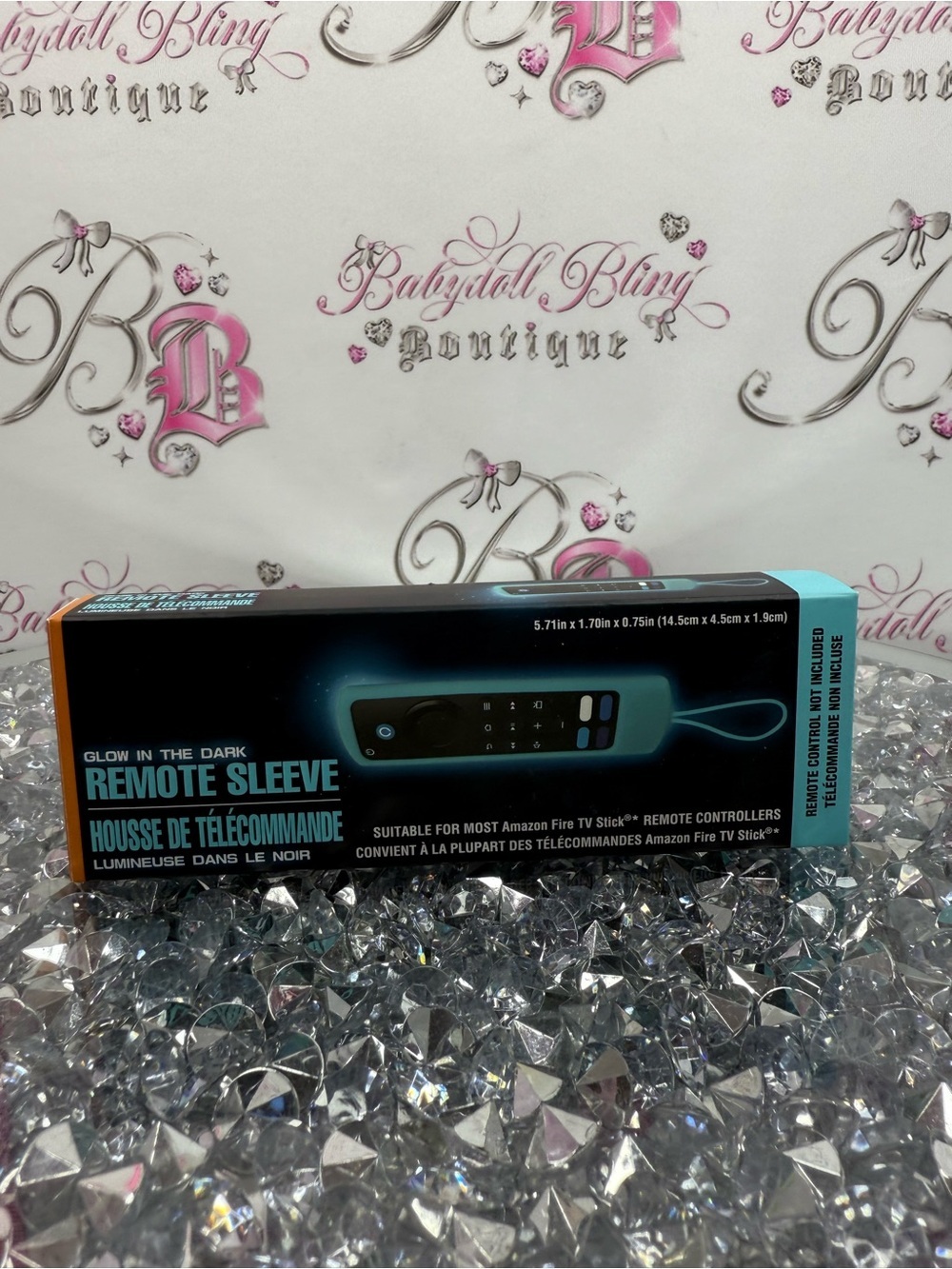 Remote cover blue bright Glow-in-the-Dark Remote Sleeve - Teal and Black